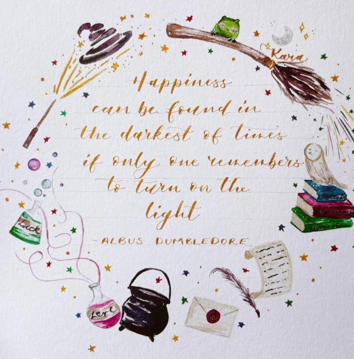 Magical Watercolour Art Print A4 Hand Personalised Bespoke with Calligraphy