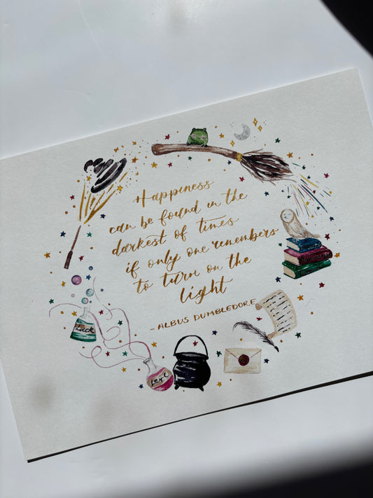 Magical Watercolour Art Print A4 Hand Personalised Bespoke with Calligraphy