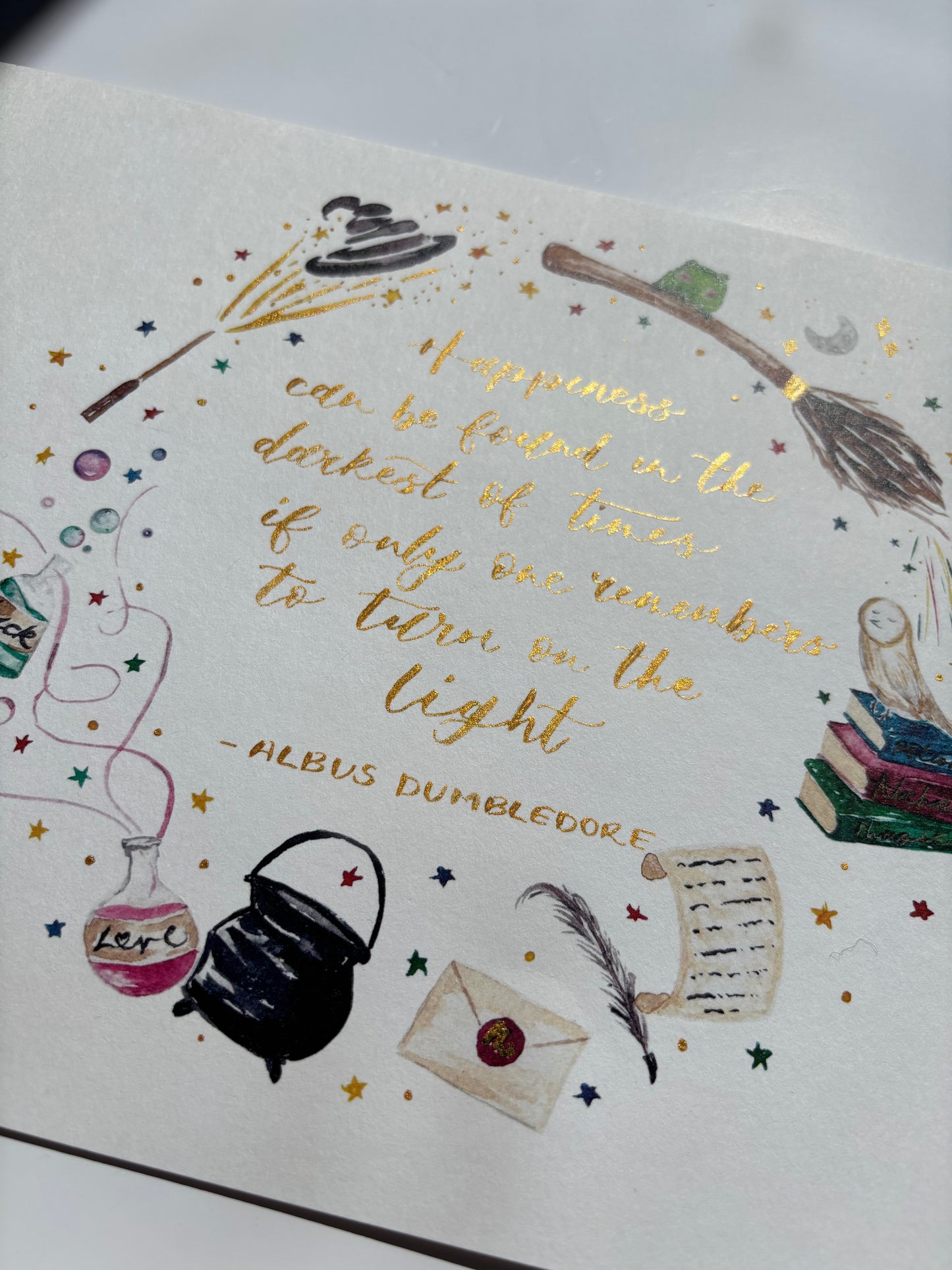Magical Watercolour Art Print A4 Hand Personalised Bespoke with Calligraphy