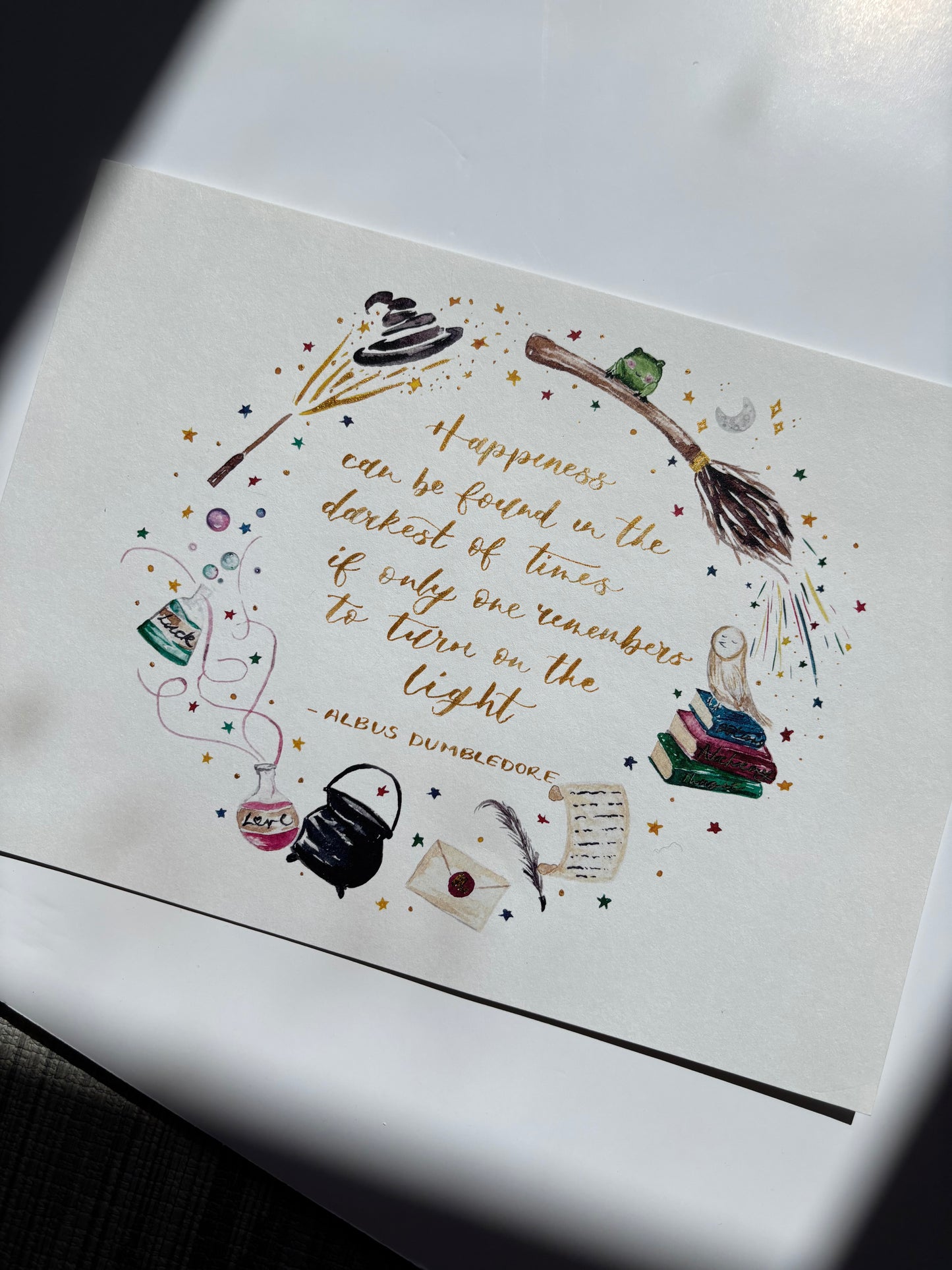 Magical Watercolour Art Print A4 Hand Personalised Bespoke with Calligraphy