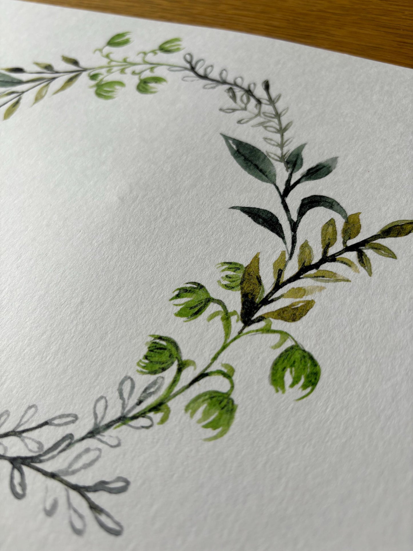 A4 Hand Personalised Bespoke Botanical Watercolour with Calligraphy - text is fully customisable