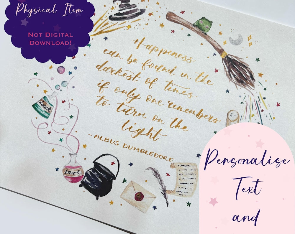 Magical Watercolour Art Print A4 Hand Personalised Bespoke with Calligraphy