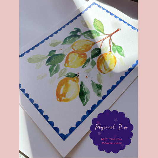 Lemon Watercolour Painting Wall Art - A4 or A5