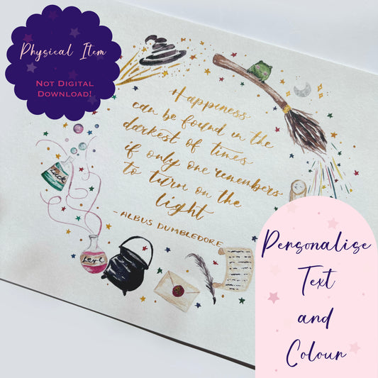 Magical Watercolour Art Print A4 Hand Personalised Bespoke with Calligraphy