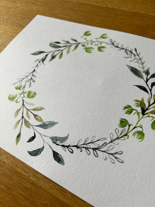 A4 Hand Personalised Bespoke Botanical Watercolour with Calligraphy - text is fully customisable
